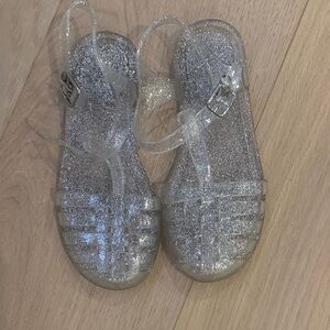 Silver Glitter Jelly Sandals